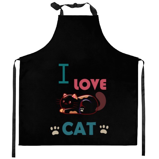 I love cat Kitchen Aprons