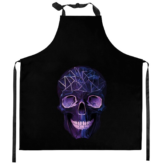 Purple Violet Geometric Design Skull Kitchen Aprons
