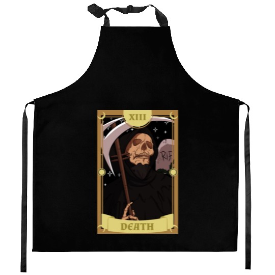 Anime Tarot Card Death Grim Reaper Occult Gothic W Kitchen Aprons