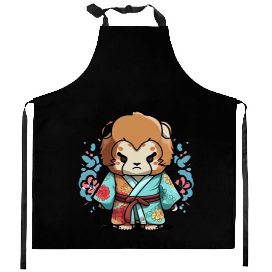 Lion kimono Kitchen Aprons