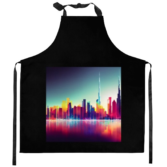 Dubai silhouette skyline abstract art Kitchen Aprons