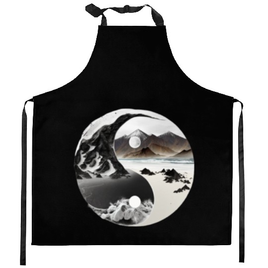 Ying Yang - mountains - beach Kitchen Aprons