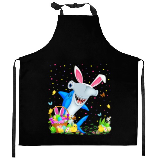 Shark Fish Easter Egg Hunting Hammerhead Shark Eas Kitchen Aprons