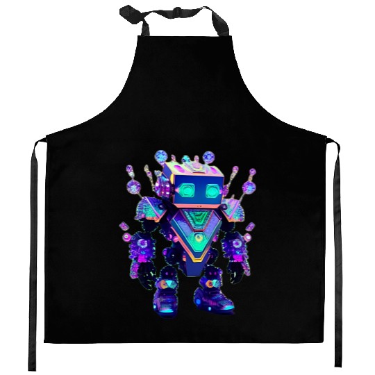 Gemstone Guardian Robot Made of Sparkling Crystals Kitchen Aprons