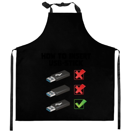 How To Insert USB Stick Funny Programmer Meme Kitchen Aprons