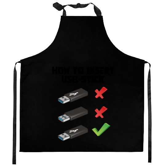 How To Insert USB Stick Funny Programmer Meme Kitchen Aprons