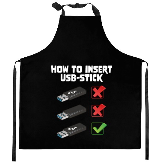 How To Insert USB Stick Funny Programmer Meme Kitchen Aprons