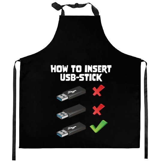 How To Insert USB Stick Funny Programmer Meme Kitchen Aprons