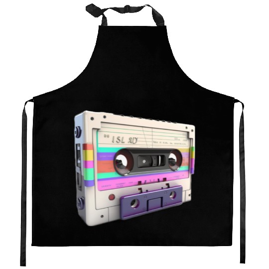 80s Music Cassette Tape : 3D, Neon, 80s songs Kitchen Aprons