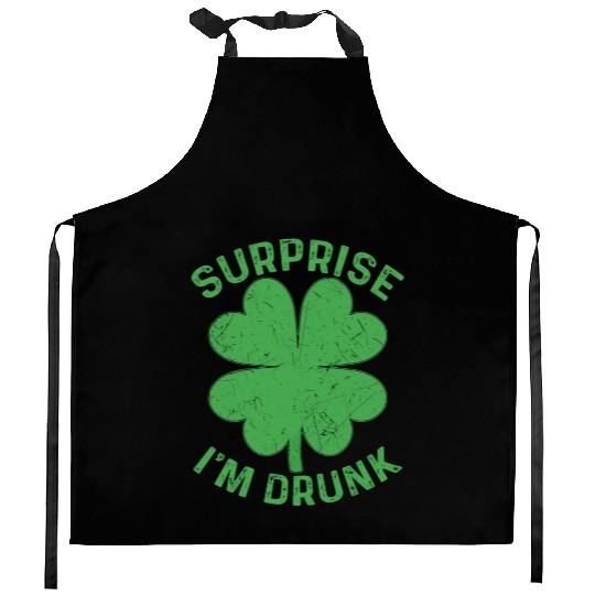 Surprise I'm Drunk Shamrock St. Patrick's Day Kitchen Aprons