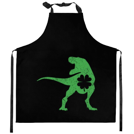 Tyrannosaurus T Rex Dinosaur St Patricks Day Irish Kitchen Aprons