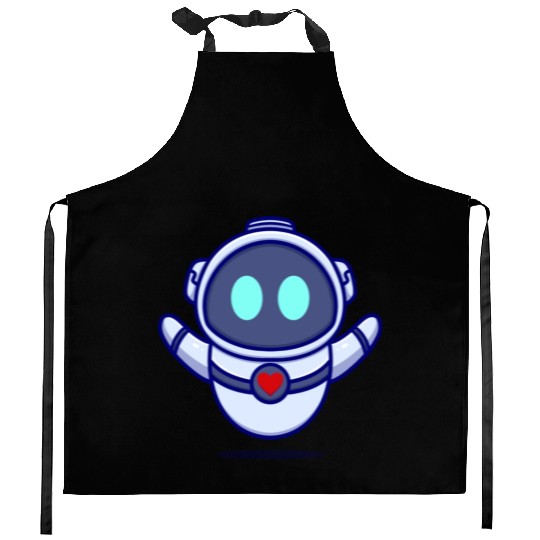 Cute robot cartoon icon illustration gifts Kitchen Aprons
