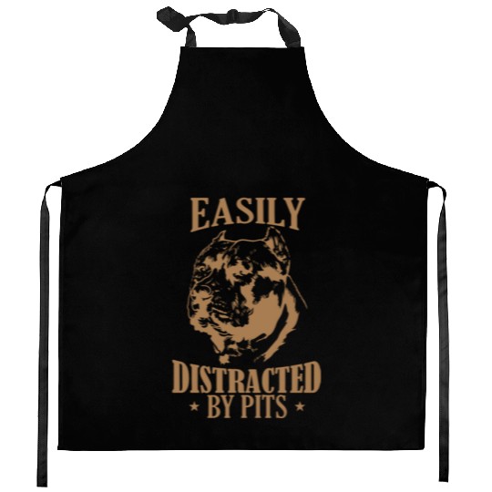 Easily Distracted by Pits Pit Bull Dog Kitchen Aprons