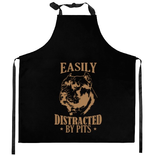 Easily Distracted by Pits Pit Bull Dog Kitchen Aprons