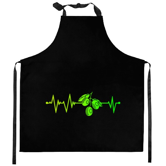 Green Olive Heartbeat Kitchen Aprons