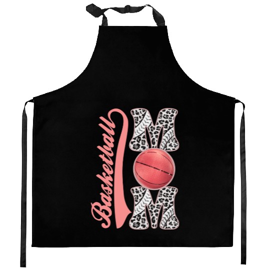 Leopard basketball Mom Women Support kids Players Kitchen Aprons