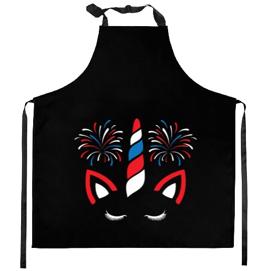 Patriotic America USA Flag 4th Of July Unicorn Kitchen Aprons