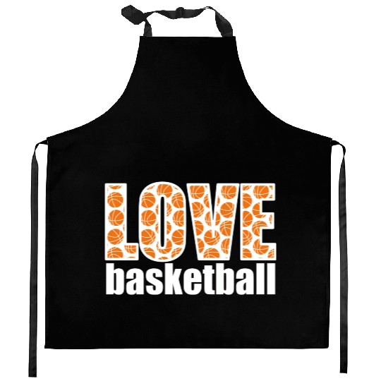 Love Basketball White Kitchen Aprons