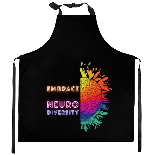 NEURODIVERSITY embrace brain awareness Kitchen Aprons