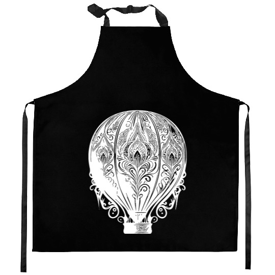 Vintage Hot Air Balloon Fan Design Kitchen Aprons