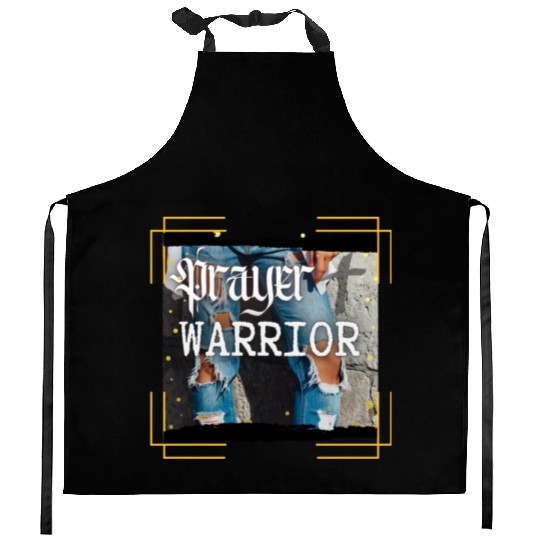 Prayer Warrior - Ripped Jeans Kitchen Aprons
