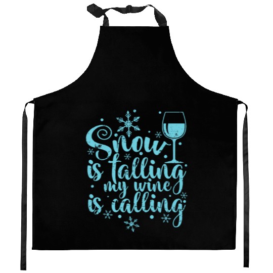 Snow is falling my Wine is calling Winter Kitchen Aprons
