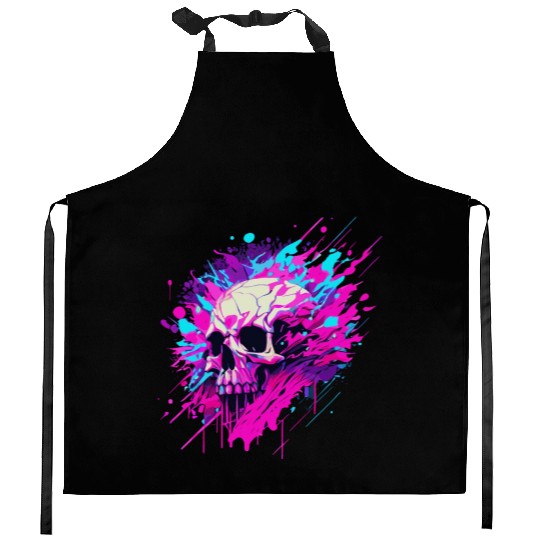 Vaporwave Skull Urban Aesthetic Pastel Goth Street Kitchen Aprons