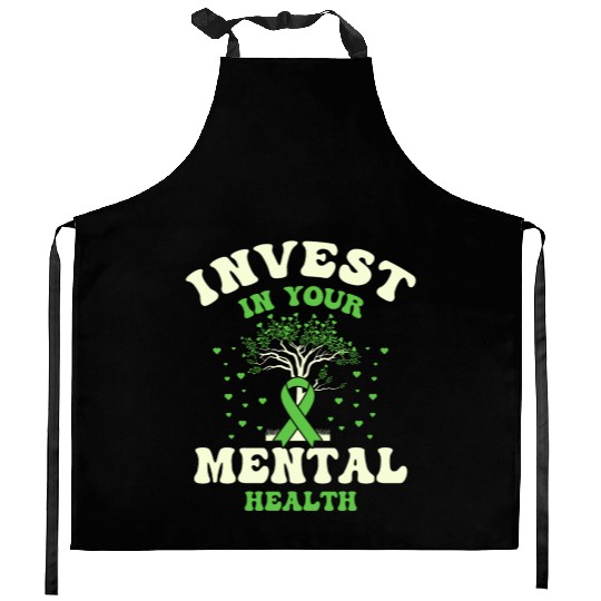 Invest In Your Mental Health Awareness Depression Kitchen Aprons
