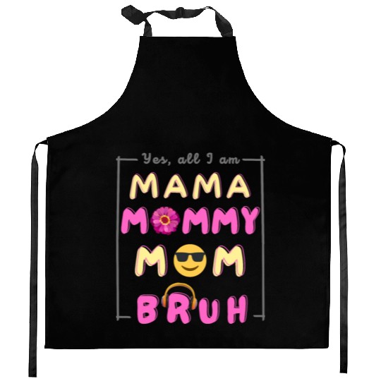Cool Ma Ma Mama Mommy Mom Bruh Funny Mother's Day Kitchen Aprons