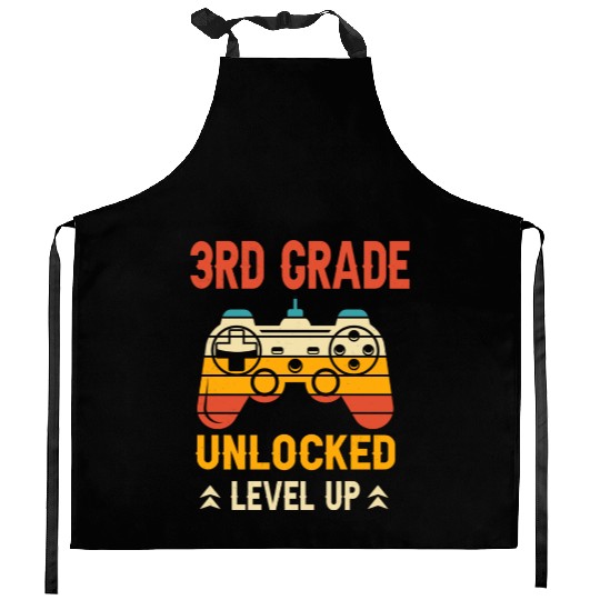 3rd Grade Unlocked Level Up Video Gamer Kitchen Aprons