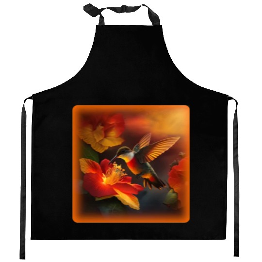 Hummingbird Hibiscus Flower Morning Sunrise Nature Kitchen Aprons