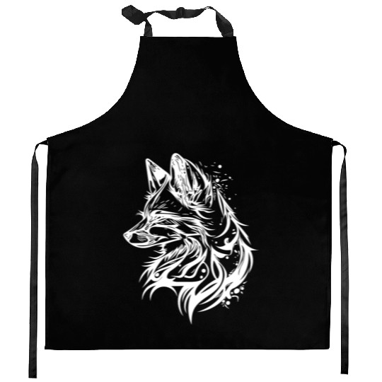 Elegant Fox In T Tattoo Ink Kitchen Aprons