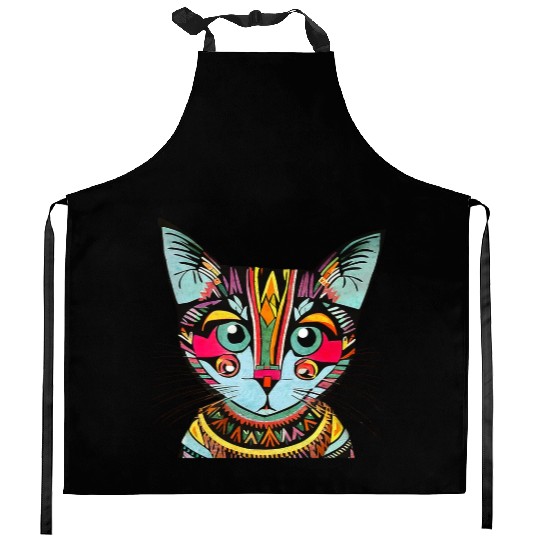 cat Kitchen Aprons, cat lovers Kitchen Aprons cat art t- Kitchen Aprons,