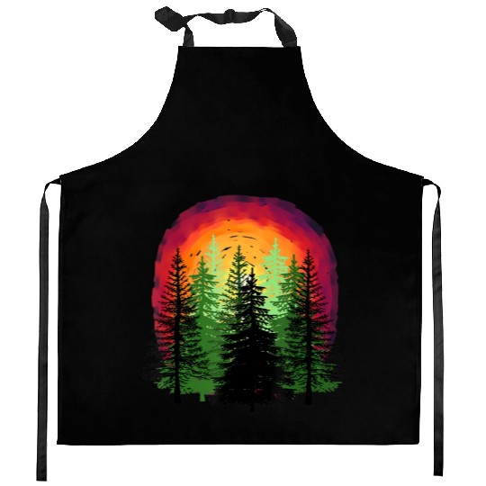 Forest sunrise sunset nature trees Kitchen Aprons