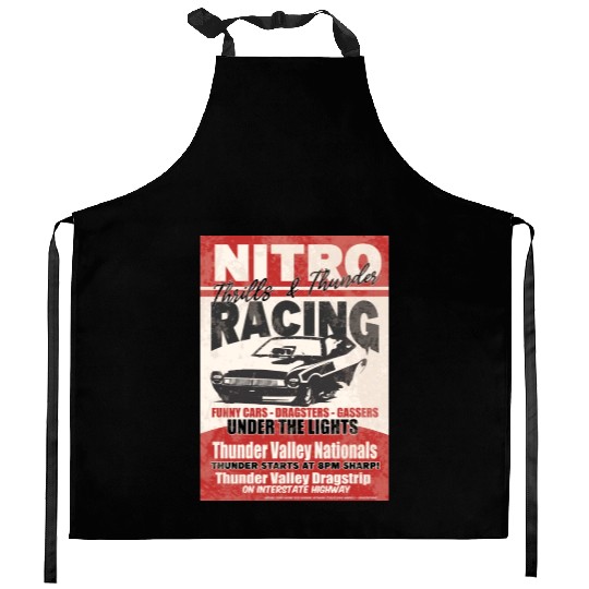 Vintage Hot Rod Classic Funny Drag Racing Poster Kitchen Aprons