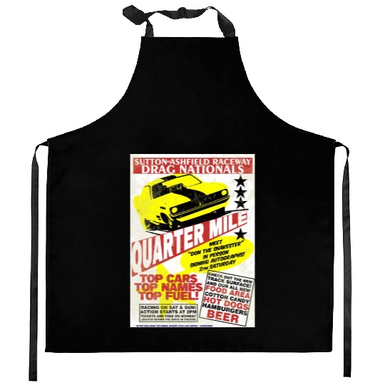 Vintage Hot Rod Classic Drag Racing Poster Kitchen Aprons