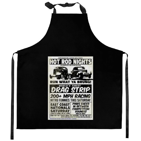 Vintage Hot Rod Classic Drag Racing Poster #9 Kitchen Aprons