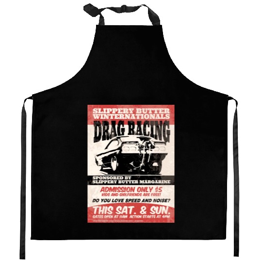 Vintage Hot Rod Classic Drag Racing Poster Kitchen Aprons