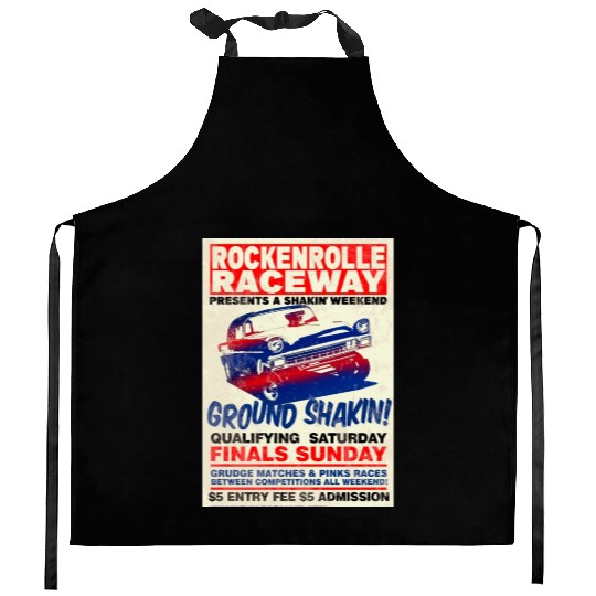 Vintage Hot Rod Classic Drag Racing Poster Kitchen Aprons
