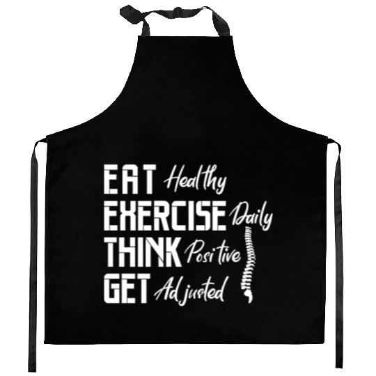 Eat Healthy Exercise Daily Think Positive Adjusted Kitchen Aprons