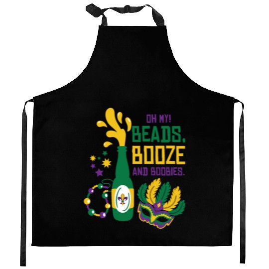 Mardi Gras Carnival Mask Beer Beads Boobies Kitchen Aprons