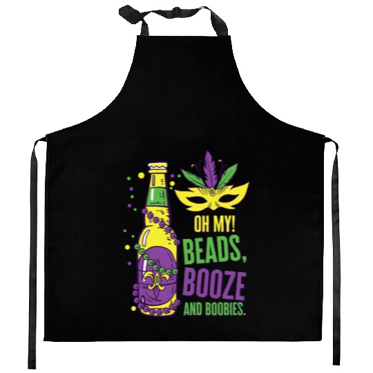 Mardi Gras Carnival Mask Beer Beads Boobies Kitchen Aprons