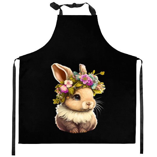Easter Bunny Rabbit Women Happy Bunny Flower Grap Kitchen Aprons