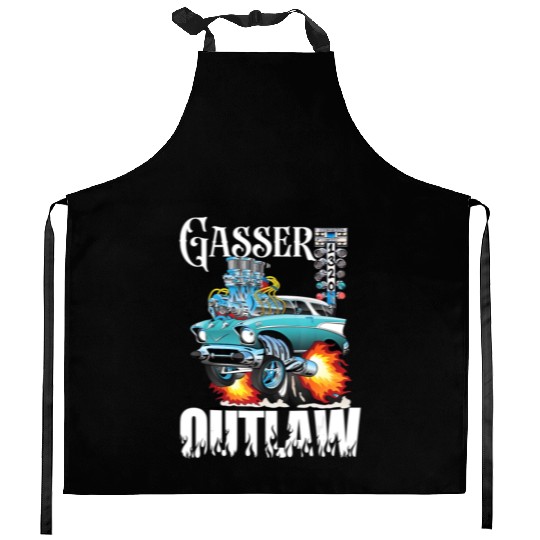 Gasser Outlaw Class Vintage Drag Racing Race Car Kitchen Aprons