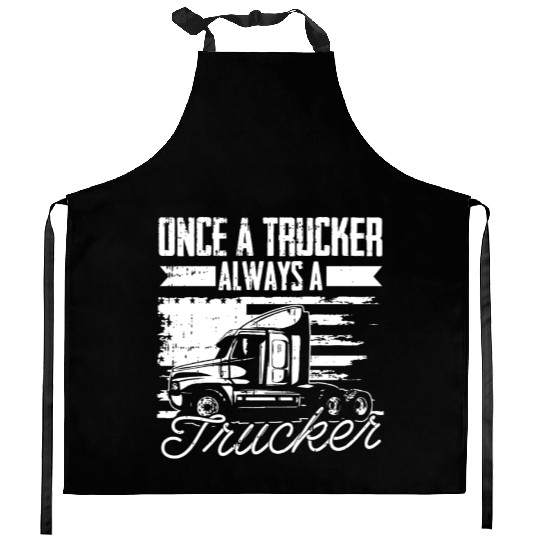 Truck Driver Us Flag Old Man Trucker Kitchen Aprons