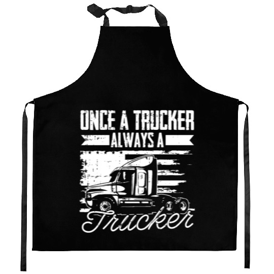Truck Driver Us Flag Old Man Trucker Kitchen Aprons