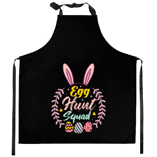 Egg Hunt Squad Hunting Season Funny Easter Day Kitchen Aprons