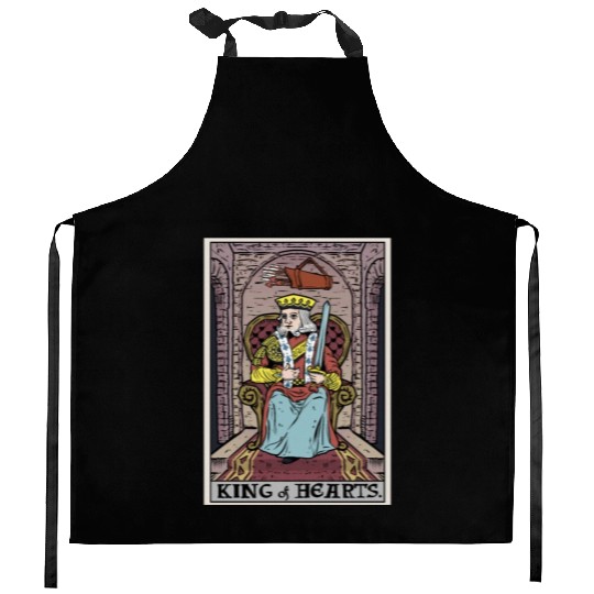 King of Hearts Tarot Card Kitchen Aprons