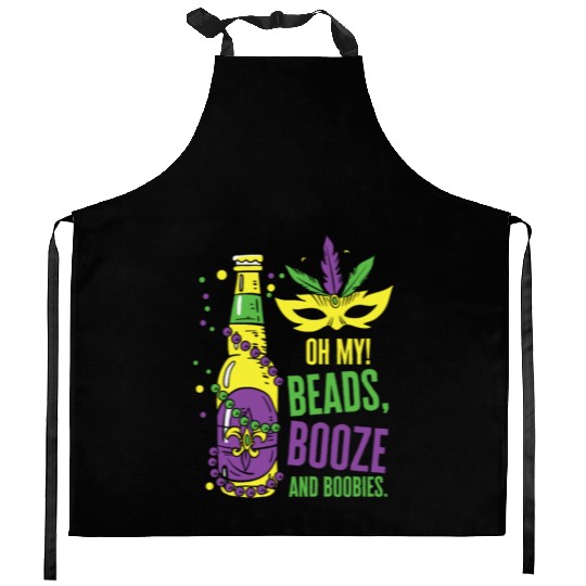 Mardi Gras Carnival Mask Beer Beads Boobies Kitchen Aprons