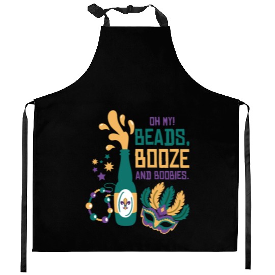 Mardi Gras Carnival Mask Beer Beads Boobies Kitchen Aprons